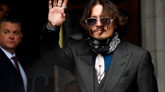 Johnny Depp arrives at the High Court in London, Wednesday July 8, 2020.
