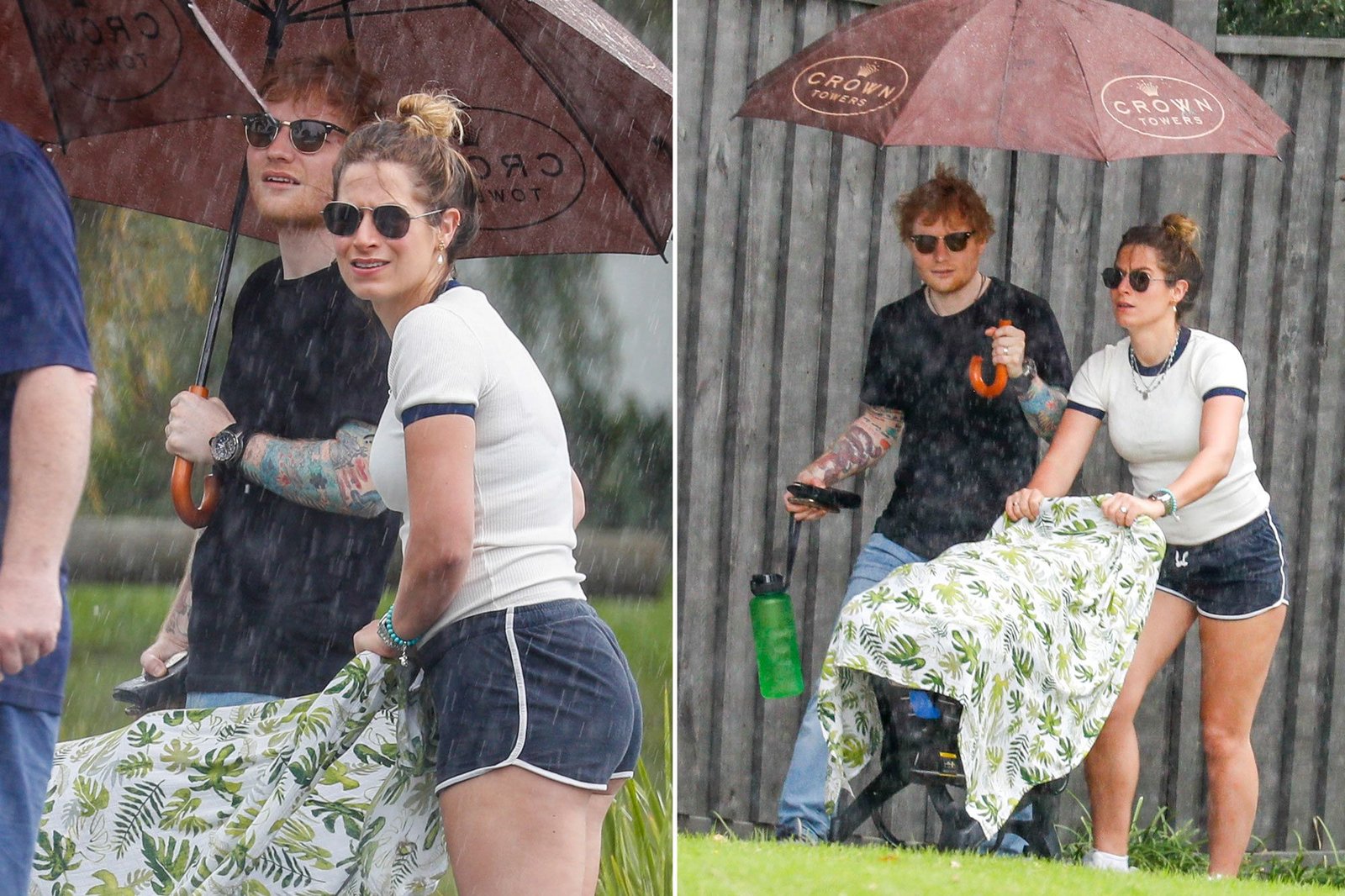 Ed Sheeran on a walk with his wife and 7-month-old daughter