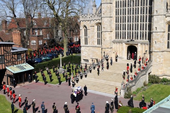 The procession to St George's Chapel at Windsor Castle involved nine members of the Royal Family. Last goodbye: Buried Prince Philip