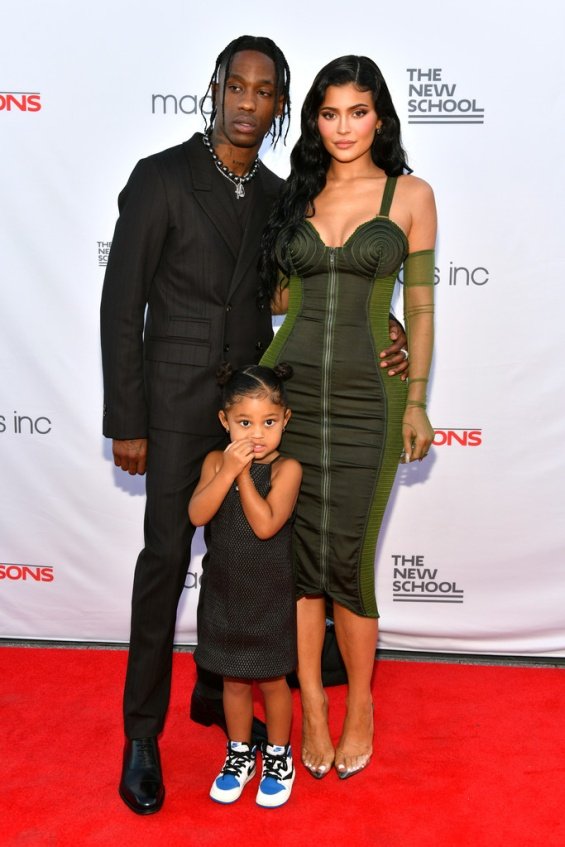 Kylie Jenner with Travis Scott and daughter Stormy on the red carpet in New York