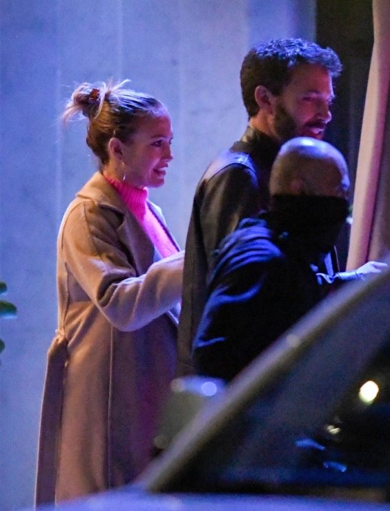 No longer hiding the relationship: Jennifer Lopez and Ben Affleck embracing on an evening out