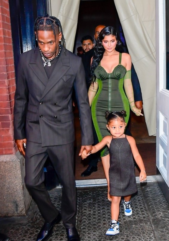 Kylie Jenner with Travis Scott and daughter Stormy on the red carpet in New York