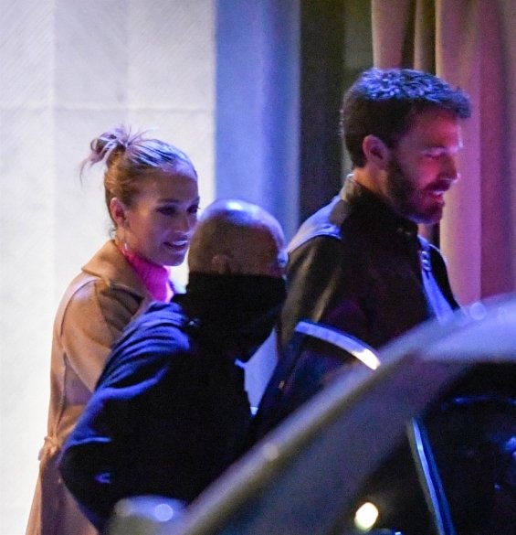 No longer hiding the relationship: Jennifer Lopez and Ben Affleck embracing on an evening out