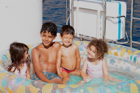 Cristiano Ronaldo and Georgina with their four children relax on a luxury yacht in Mallorca