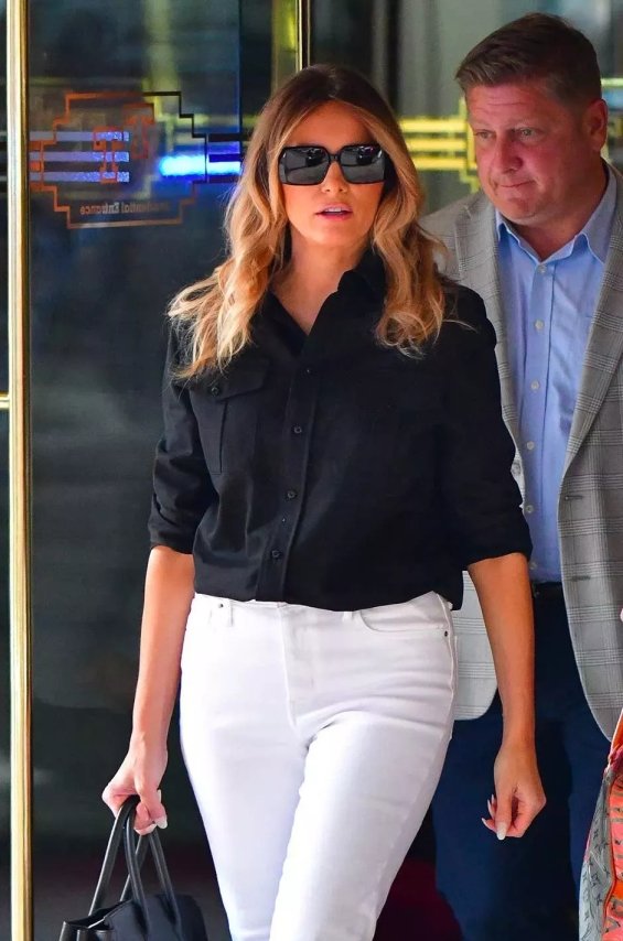 Melania was seen leaving the Trump Tower skyscraper