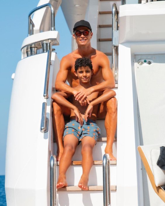 Cristiano Ronaldo and Georgina with their four children relax on a luxury yacht in Mallorca