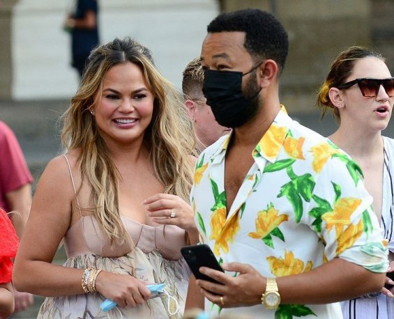 Chrissy Teigen and John Legend with cute kids Luna and Miles on vacation in Florence