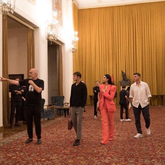 Dua Lipa with her boyfriend and family in Albania at a reception with the Prime Minister and Mayor of Tirana