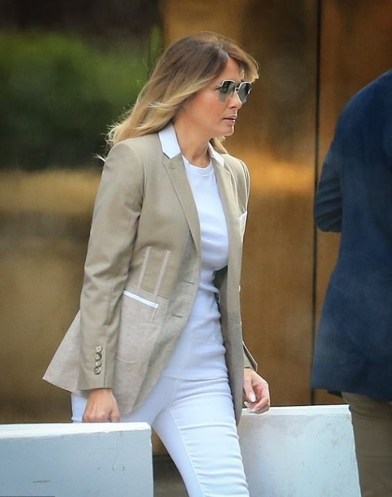 Melania was seen leaving the Trump Tower skyscraper