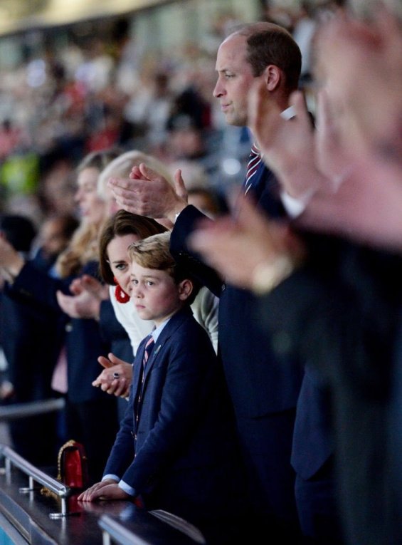 Joy, then sorrow: Sweet Prince George cheers for England at Wembley with parents Catherine and William