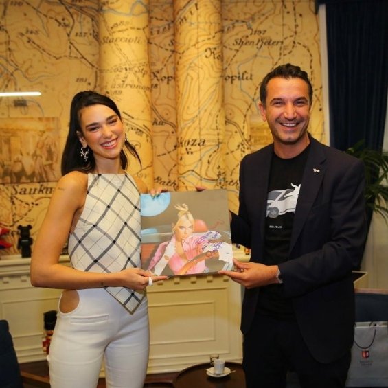 Dua Lipa with her boyfriend and family in Albania at a reception with the Prime Minister and Mayor of Tirana