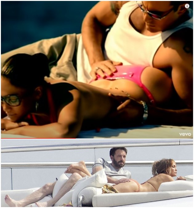 It's like we went through a timeline: JLO and Ben Affleck caught on a yacht in the same pose as two decades ago