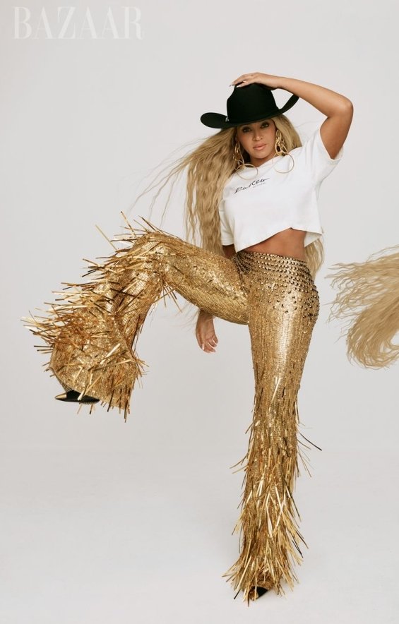 Beyoncé experiments stylistically in an editorial for Harper's Bazaar