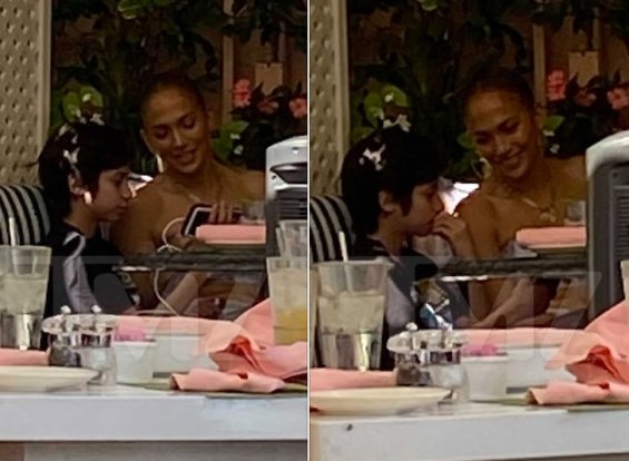 Jennifer Lopez fashionable at a women's party with her daughter Emme