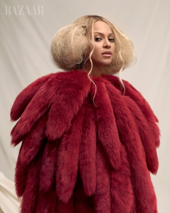 Beyoncé experiments stylistically in an editorial for Harper's Bazaar