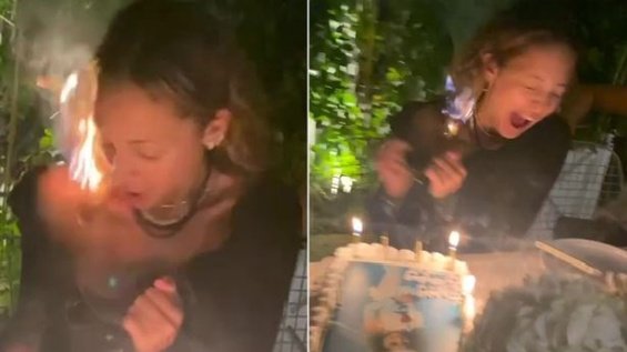 Nicole Richie accidentally lit her hair by candlelight on a cake for her 40th birthday
