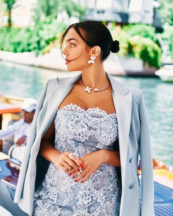 Georgina Rodríguez in two fashion stylings by Ermanno Scervino at the Venice Film Festival