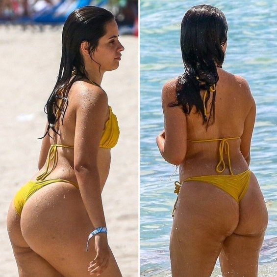 Camila Cabello in a yellow bikini enjoys the beach in Miami