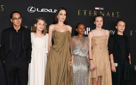 Angelina Jolie with five of her children at the premiere of Eternals
