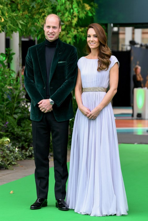 Duchess Catherine in a creation by Alexander McQueen with Prince William at an awards ceremony in London