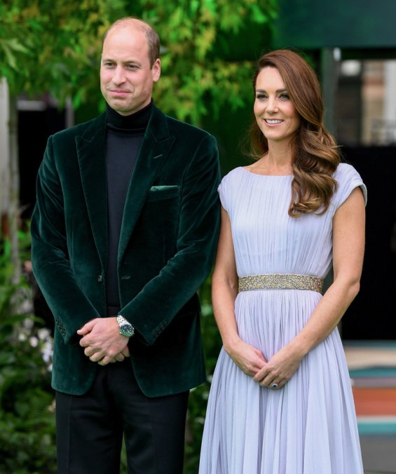 Duchess Catherine in a creation by Alexander McQueen with Prince William at an awards ceremony in London