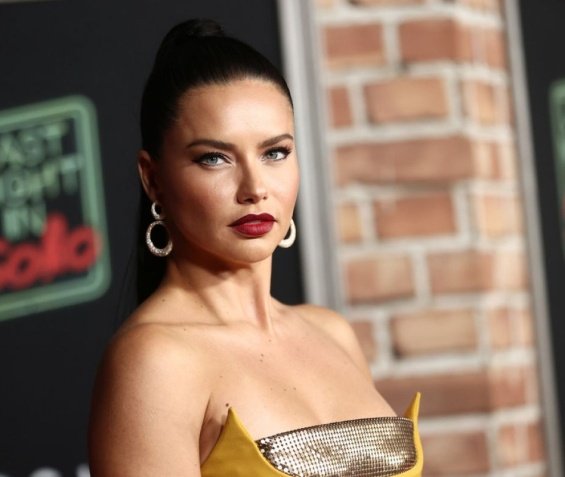 Attractive beauty Adriana Lima next to her beloved Andre Lemmers at the premiere