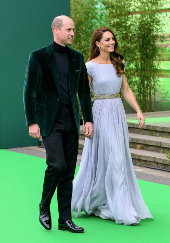 Duchess Catherine in a creation by Alexander McQueen with Prince William at an awards ceremony in London