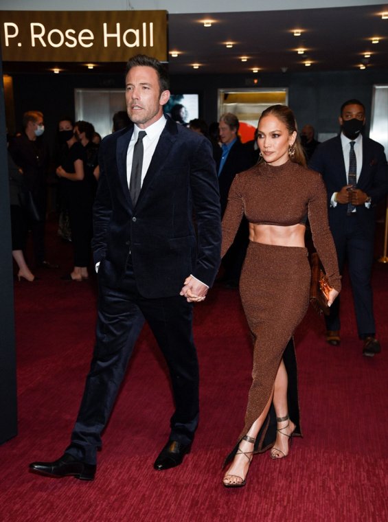 Couple in love: Jennifer Lopez bursts with happiness alongside Ben Affleck at the premiere of The Last Duel