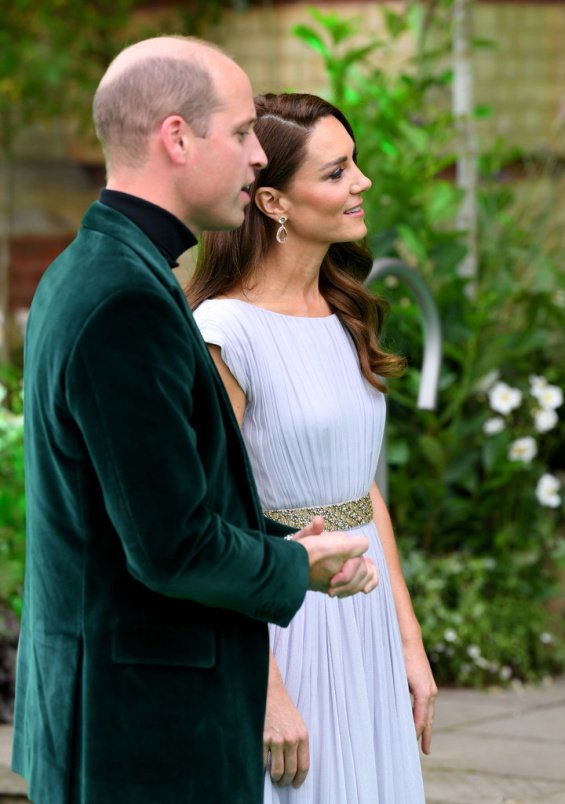 Duchess Catherine in a creation by Alexander McQueen with Prince William at an awards ceremony in London