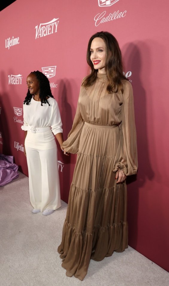 Angelina Jolie with her daughter Zahara at an event dedicated to the Power of Women