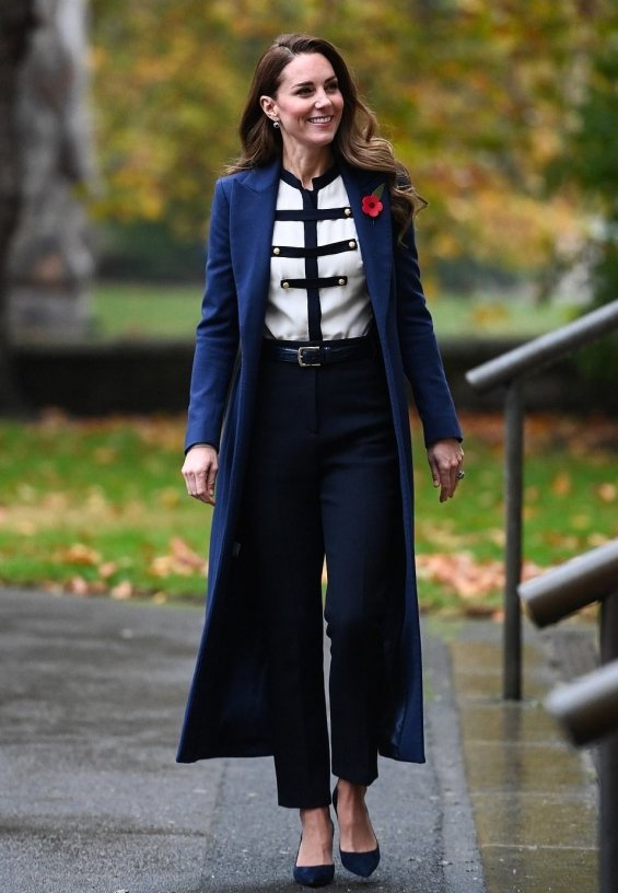 Duchess Catherine with modern autumn styling for a visit to the Imperial Military Museum in London