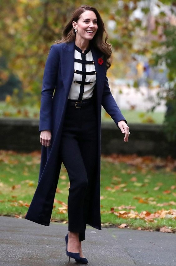 Duchess Catherine with modern autumn styling for a visit to the Imperial Military Museum in London