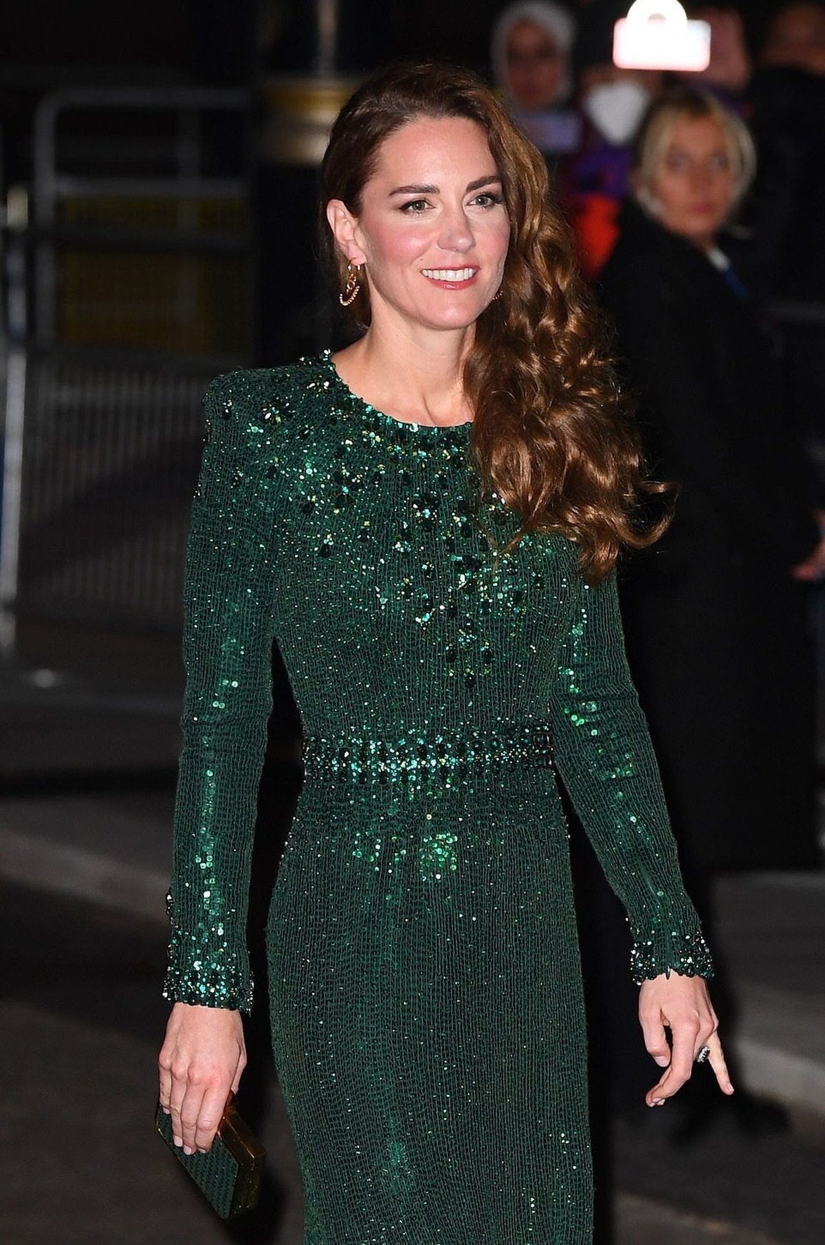 Duchess Catherine in an emerald green dress at a London event