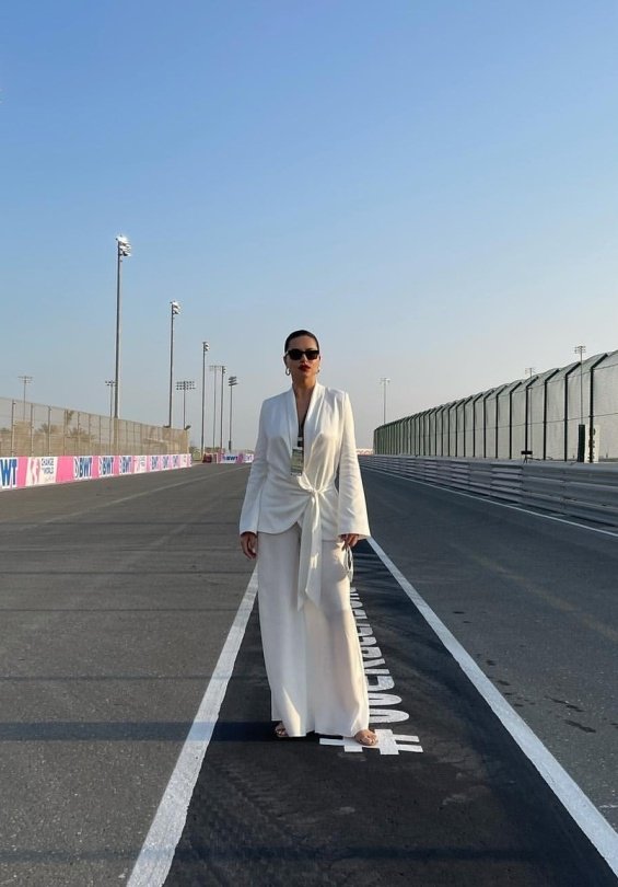 Adriana Lima and Andre Lemmers watched the race for the Qatar Grand Prix