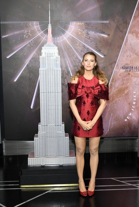 Blake Lively beauty in a red dress at an event in New York