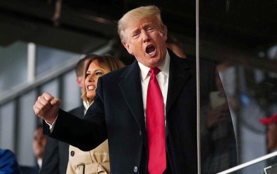 Melania Trump alongside Donald at a baseball game - A video in which "rolls her eyes" became a Twitter hit