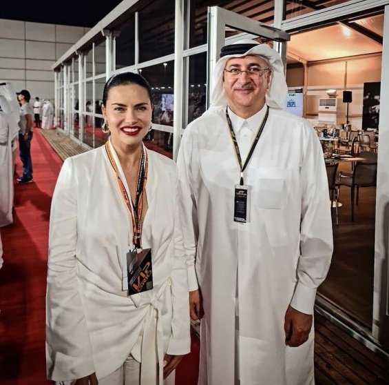 Adriana Lima and Andre Lemmers watched the race for the Qatar Grand Prix