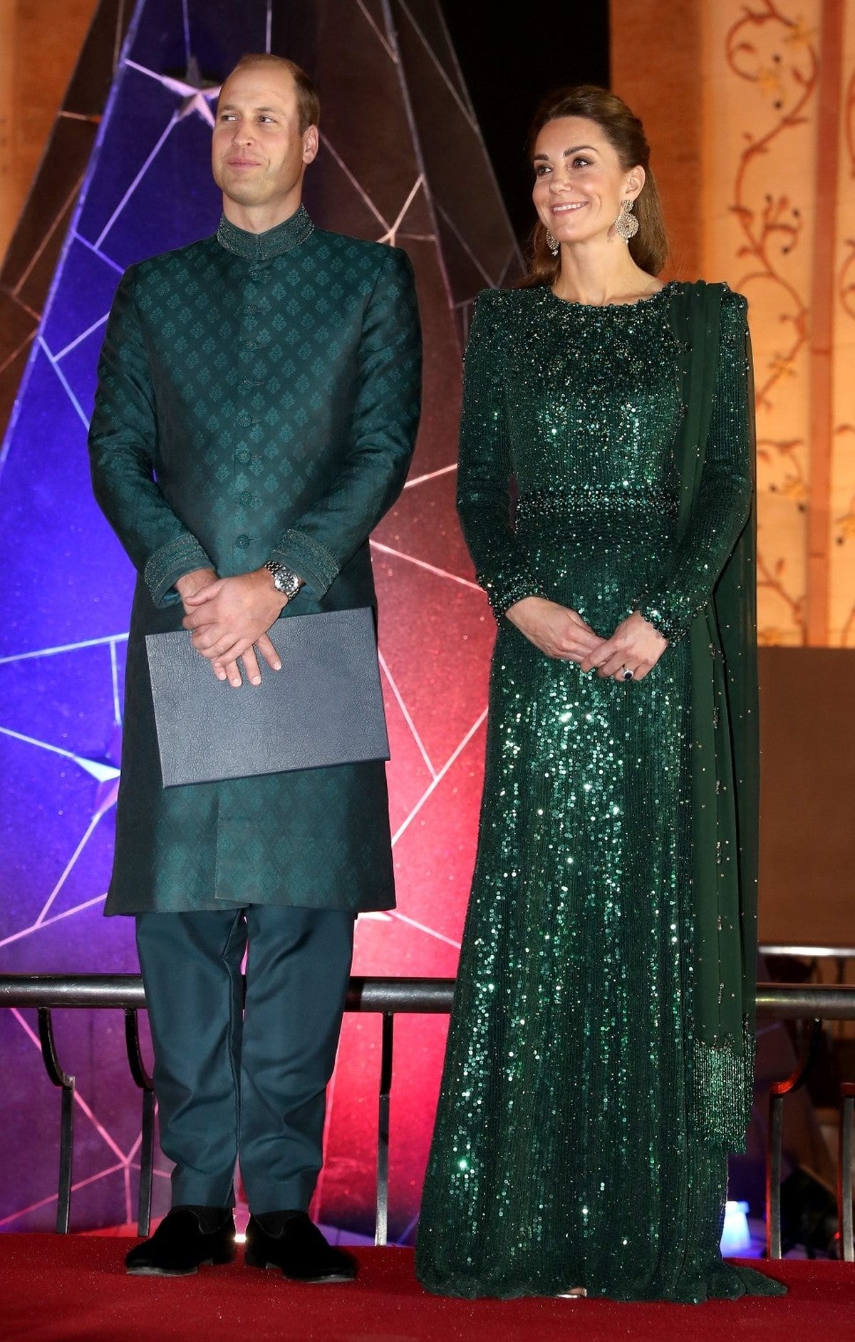 Duchess Catherine in an emerald green dress at a London event