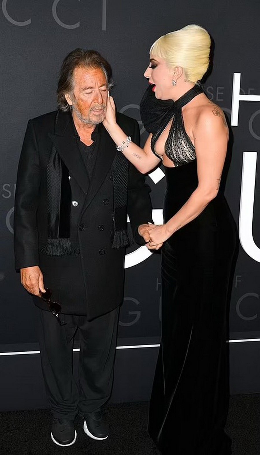 Lady Gaga with a bold outfit at the premiere of House Of Gucci