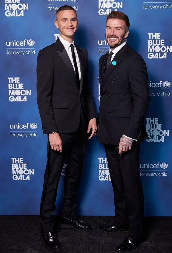 David Beckham with his son Romeo at a UNICEF gala in London