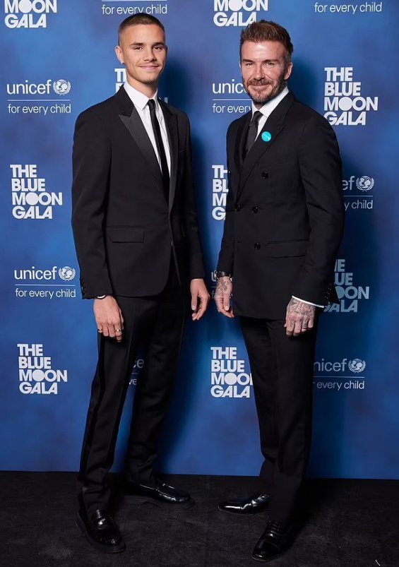 David Beckham with his son Romeo at a UNICEF gala in London