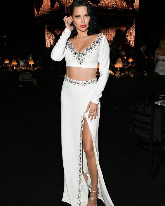 Adriana Lima in a white creation at the London Fashion Awards