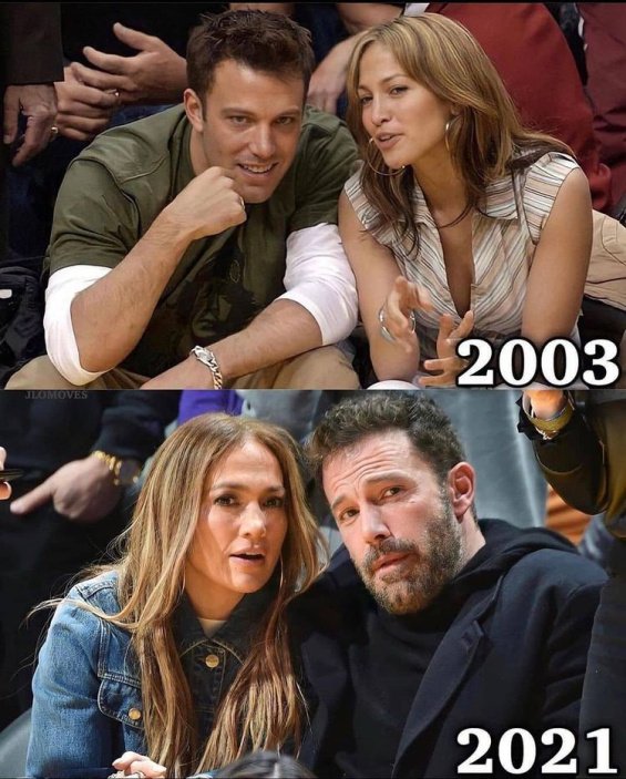 Then and now: Jennifer Lopez and Ben Affleck a couple in love at a basketball game