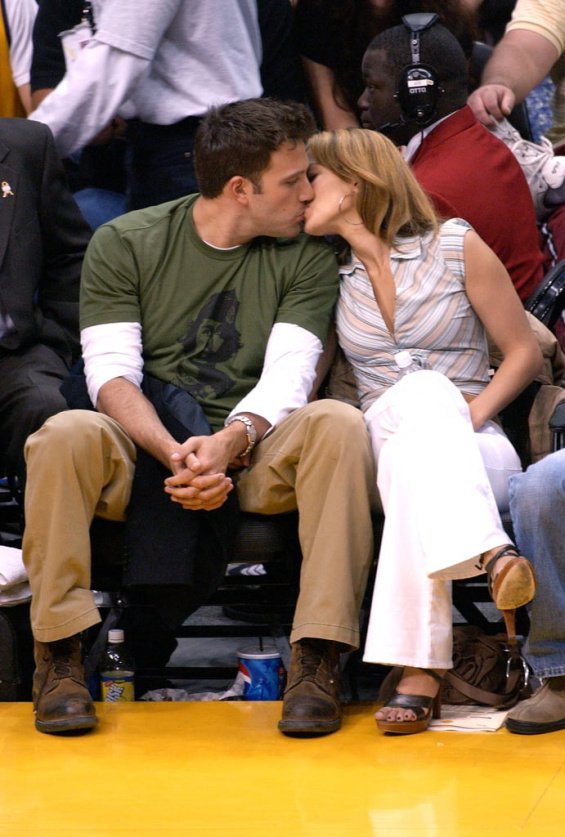 Then and now: Jennifer Lopez and Ben Affleck a couple in love at a basketball game