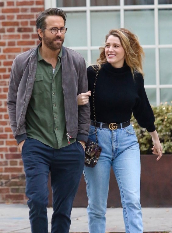 Blake Lively and Ryan Reynolds photographed on a walk with their eldest daughter