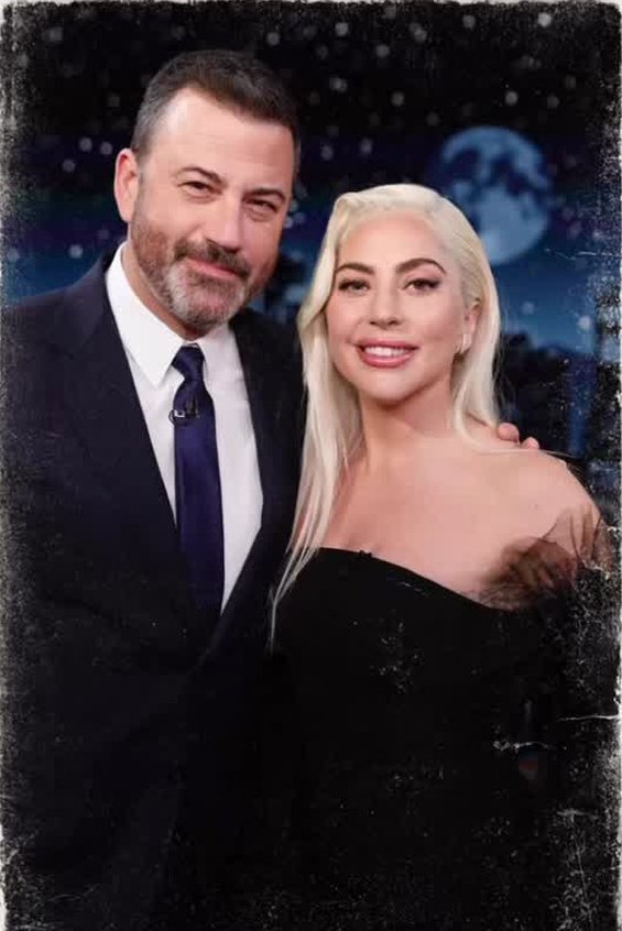 Lady Gaga seductive in a little black dress in Jimmy Kimmel show