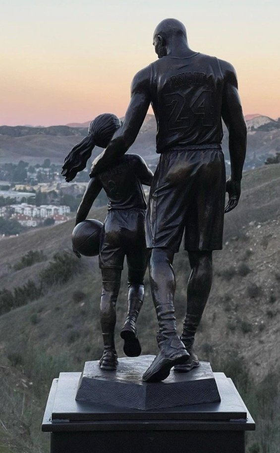 Statues of Kobe Bryant and his daughter Gianna placed at helicopter crash site for the 2-year anniversary of their death