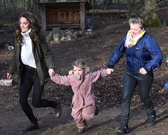 Duchess Catherine was chopping wood during a visit to a forest kindergarten in Copenhagen