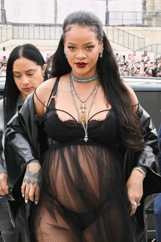 Rihanna provocative in see-through lingerie at the Dior show in Paris