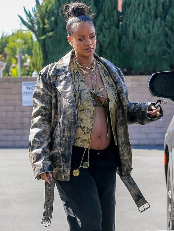 Rihanna photographed in Los Angeles in a bold outfit